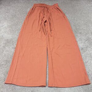 Mellóday Pants Orange Elastic Waist Drawstring Pockets Women’s Size Small